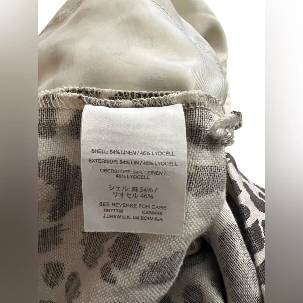 J.Crew Linen Leopard Print Pants Size 4 Tall Relaxed Lightweight Animal‎ Print